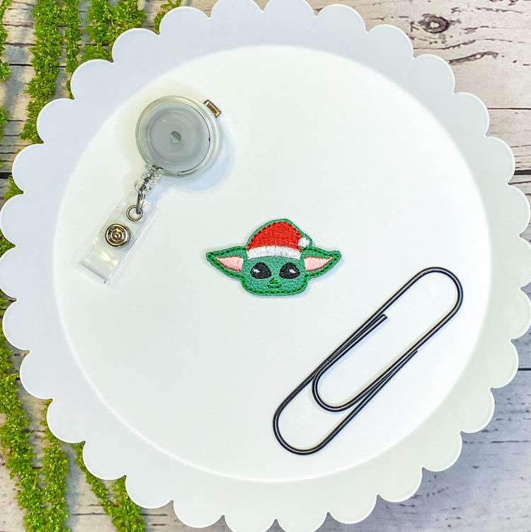 Festive Baby Space Alien Feltie Badge Clip, Bookmark, Magnet
