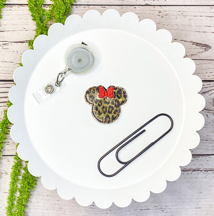 Leopard Mouse Feltie Badge Clip, Bookmark, or Magnet