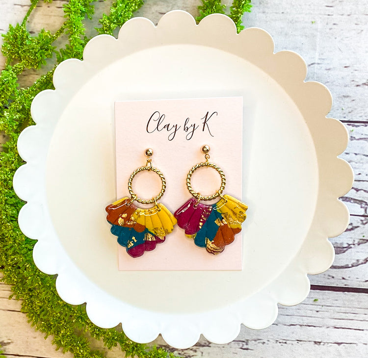 Scalloped Terrazzo Polymer Clay Earrings