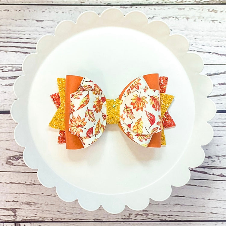 Fall Leaves Triple Loop Bow