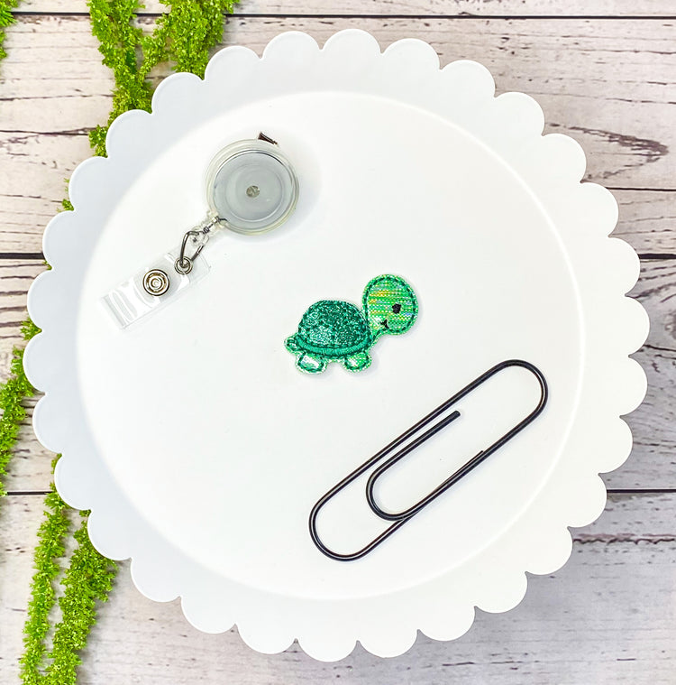Turtle Feltie Badge Clip, Bookmark, or Magnet