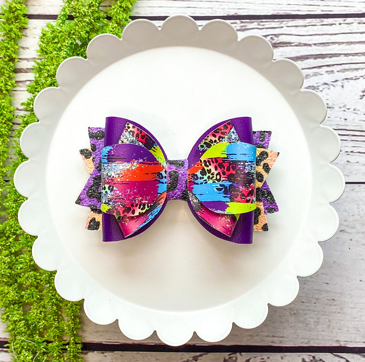 Rainbow Cheetah Triple Loop Bow