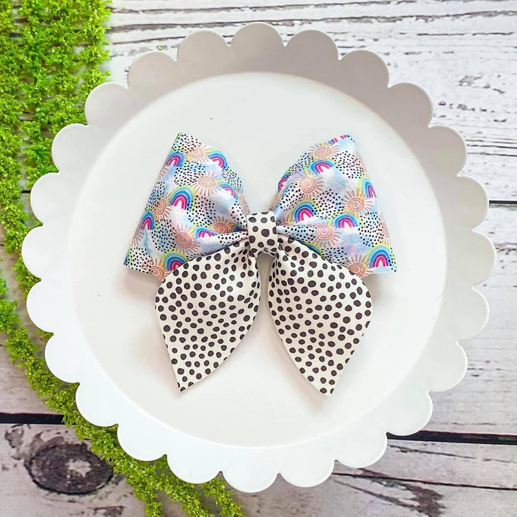 Pastel Rainbow Sailor Bow