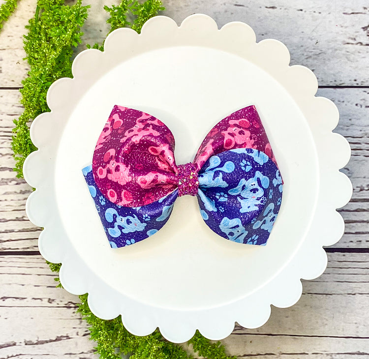 Blue and Magenta Twisty Bow