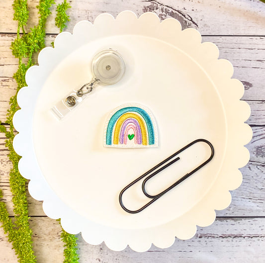 Pastel Rainbow Feltie Badge Clip, Bookmark, or Magnet