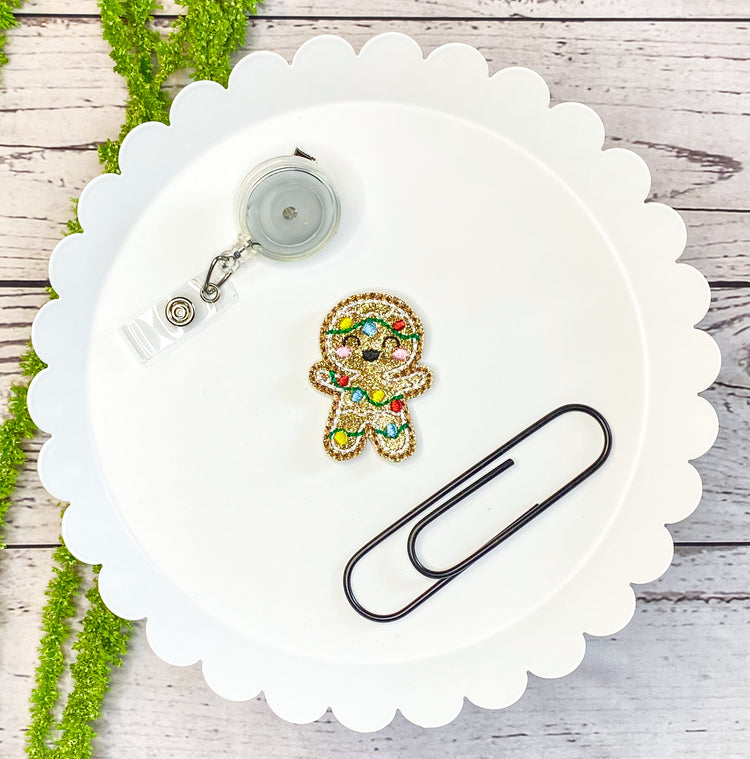 Gingerbread Feltie Badge Clip, Bookmark, or Magnet