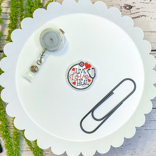 Live, LOVE, Heal Feltie Badge Clip, Bookmark, Magnet