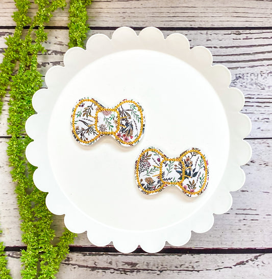 Golden Floral Bow Snap Clips