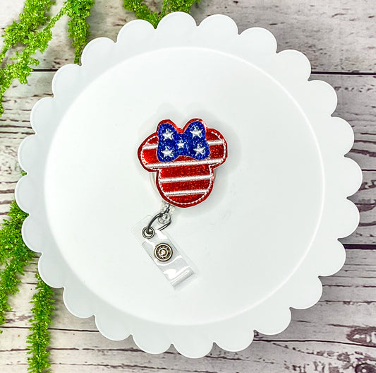 Patriotic Mouse Feltie Badge Clip, Bookmark, or Magnet