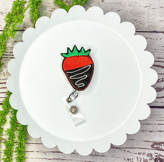 Chocolate Strawberry Feltie Badge Clip, Bookmark, or Magnet