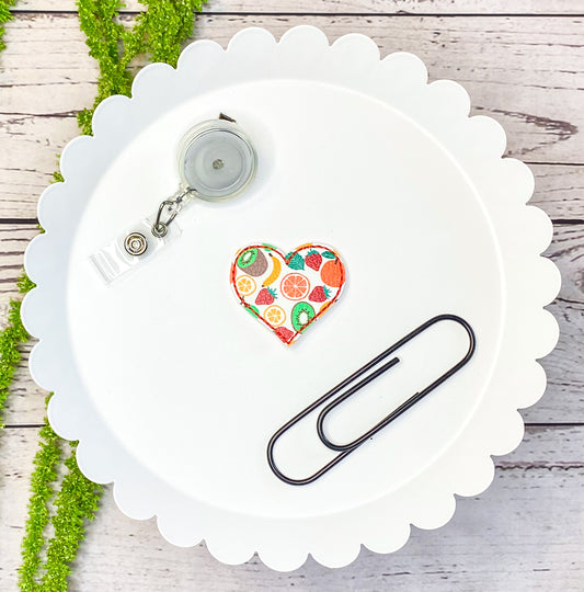 Fruit Heart Feltie Badge Clip, Bookmark, or Magnet