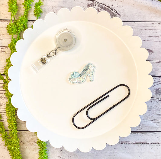 Glass Slipper Feltie Badge Clip, Bookmark, or Magnet