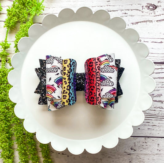 Cheetah Rainbows Triple Loop Bow