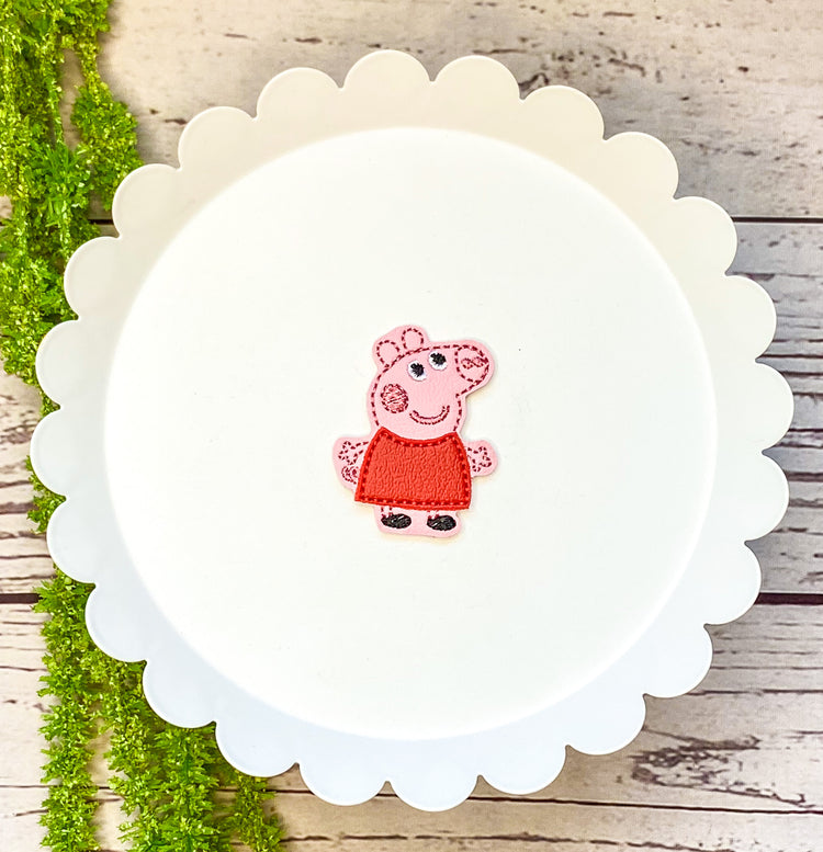 Cartoon Pig Feltie Badge Clip, Bookmark, or Magnet