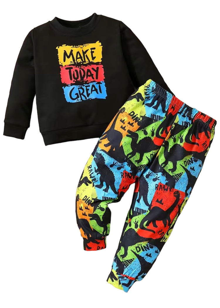 Color Dino Hoodie Set