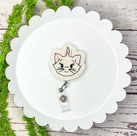 White Cat Feltie Badge Clip, Bookmark, or Magnet