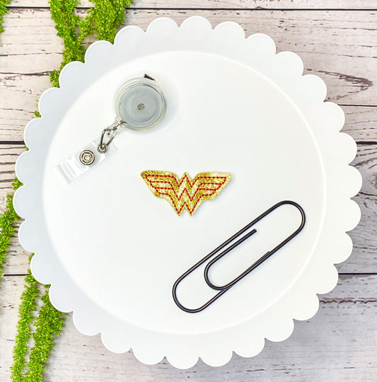 Strong Woman Feltie Badge Clip, Bookmark, or Magnet