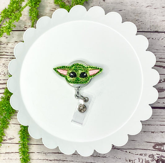 Green Alien Feltie Badge Clip, Bookmark, or Magnet