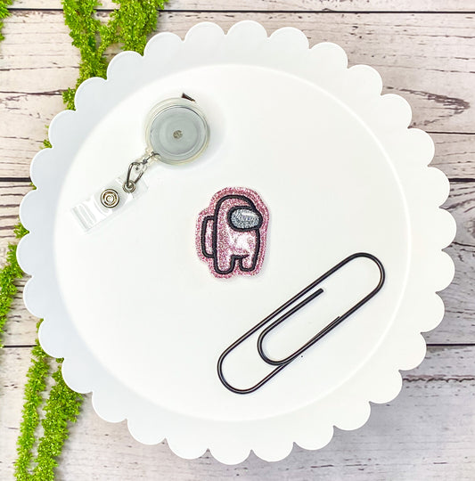 Light Pink Alien Feltie Badge Clip, Bookmark, or Magnet