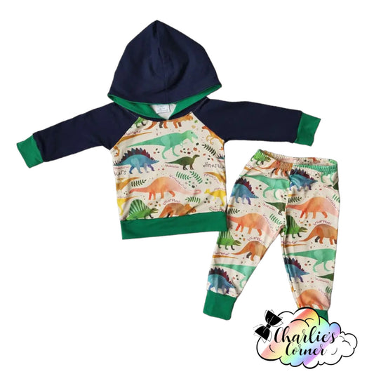 Green Dino Hoodie Set