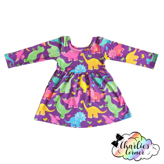 Purple Dino Twirl Dress