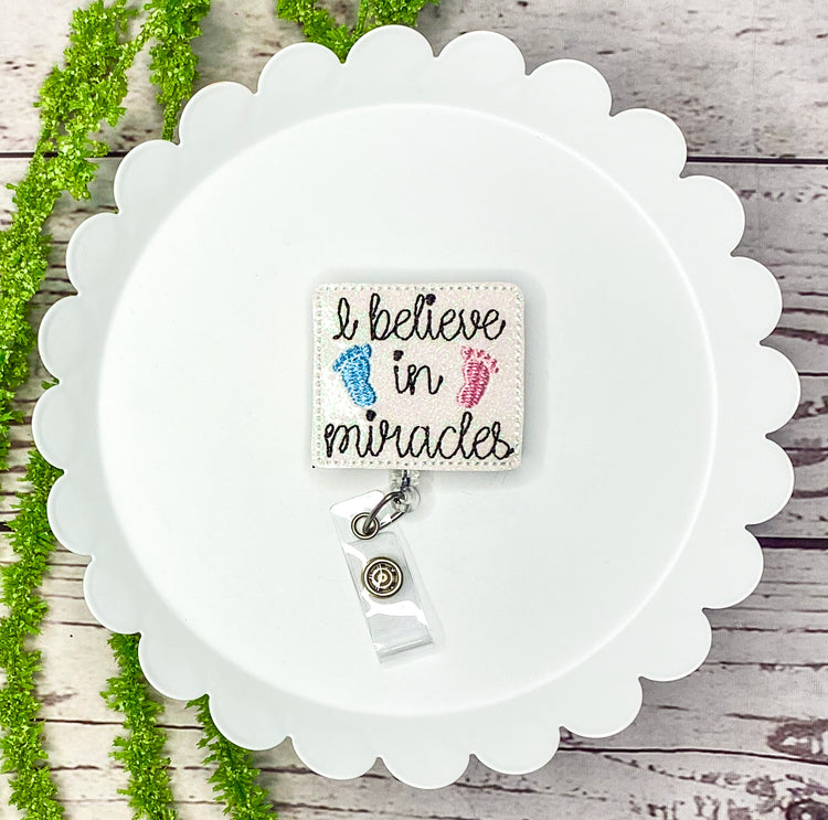 Believe in Miracles Feltie Badge Clip, Bookmark, or Hairclip