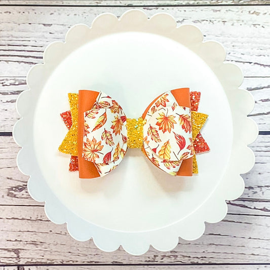 Fall Leaves Triple Loop Bow