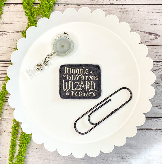 Wizard in the Sheets Feltie Badge Clip, Bookmark, or Magnet