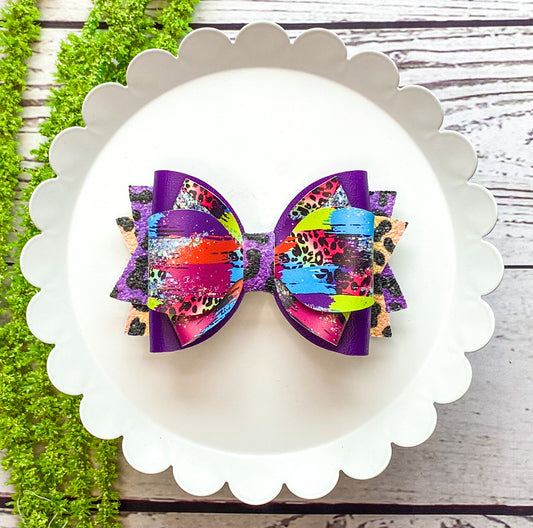 Rainbow Cheetah Triple Loop Bow
