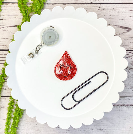 Blood Drop Feltie Badge Clip, Bookmark, or Hairclip