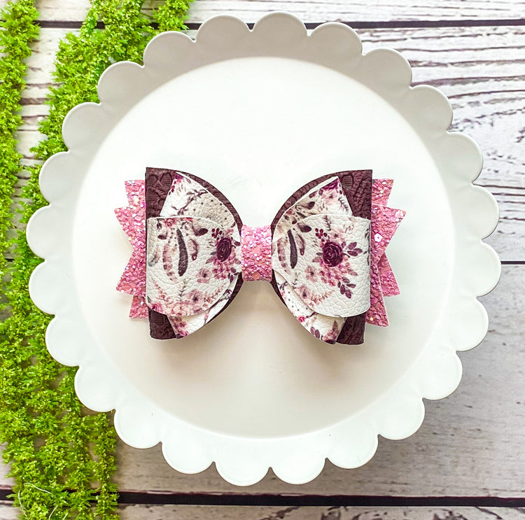 Feather Floral Triple Loop Bow